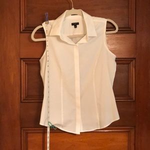 White button-down sleeveless dress shirt